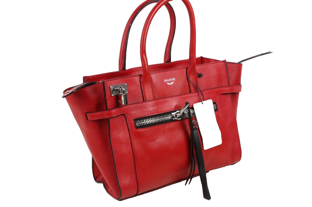 Zadig & Voltaire Red Leather Candid Zip Medium Tote Bag